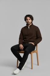 3 İplik Şardonlu Regular Kalıp Yarım Fermuarlı Sweatshirt